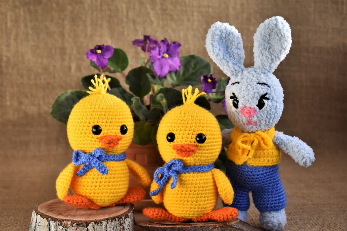 Close-up of Knitted Animal Toys
